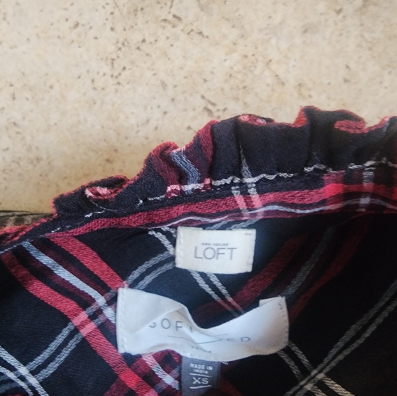 Loft plaid sheer blouse - Picture 3 of 4